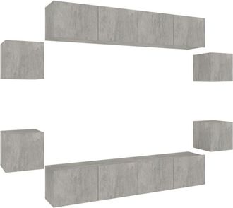 vidaXL Set De Muebles De Tv 8 Pzas Madera Contrachapada Gris Hormig&oacute;n Vidaxl