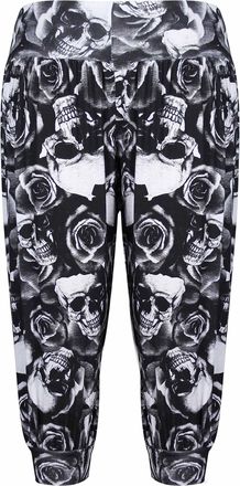 Purple Hanger Womens New Animal Aztec Leopard Skull Printed Pattern Ladies Shorts 3/4 Cropped Harem Stretch Elasticated Waistband Trousers Pants Plus Size Skull & R