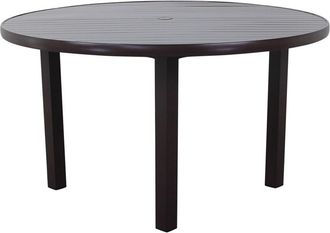 Courtyard Casual Creative Outdoor Products Courtyard Casual Santorini Black Aluminum 54In Round Dining Table With Umbrella Hole