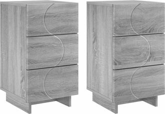 vidaXL Mesa De Noche 2 Pcs Sonoma Gris 33,5 X 34,5 X 60 Cm Vidaxl