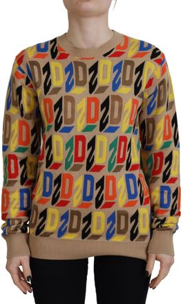 Dsquared2 Dsquared&sup2; Cotton Long Sleeve Crew Neck Printed Womens Sweater (Pre-Owned)