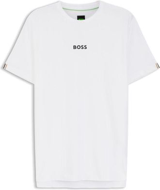 BOSS Jacquard-stripe slim-fit T-shirt with logo print