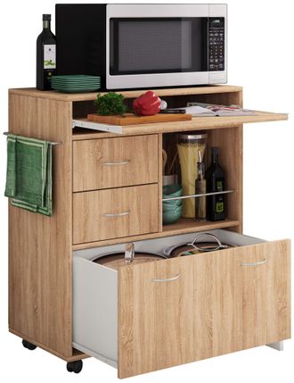 ebuy24 Carro De Cocina Vcm Carro Con Cajones Y Estanter&iacute;a Dimensiones Carro De Rodillos Aprox. Al. 86 X An. 70 X P. 40 Cm Rollbar Carro De Servicio Kicha (ro