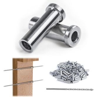 OEM 120 Fundas Protectoras Para Barandillas De Cables De 3,2 Mm (1/8), De Acero Inoxidable T316, Kit De Herrajes Para Barandillas De Cables De Terraza Par