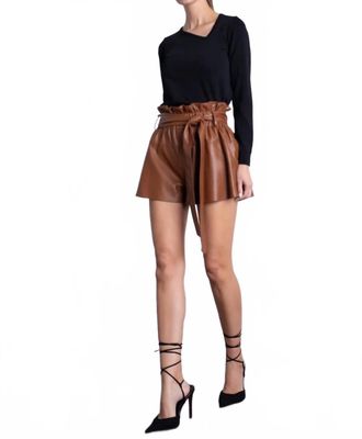 Karina Grimaldi Juana Leather Shorts In Rust