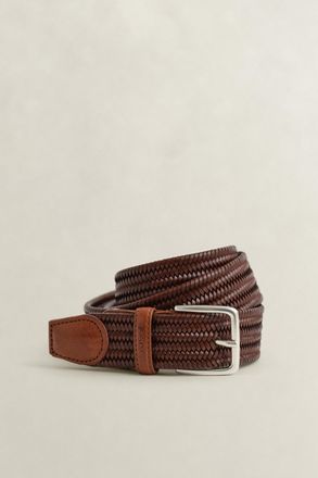 GANT Men Braided Elastic Leather Belt (100/40) WEATHERED BROWN