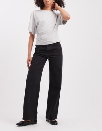 Levi's 728 - Jeans a vita alta nero slavato con fondo ampio