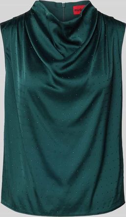 HUGO BOSS Regular Fit Blusenshirt mit Wasserfallkragen Modell CASMINI in Dunkelgruen, Größe 34