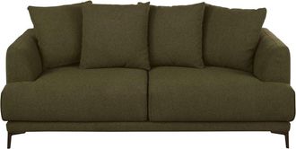 Maisons du monde Sofá de 3 plazas de tela de rizo verde caqui