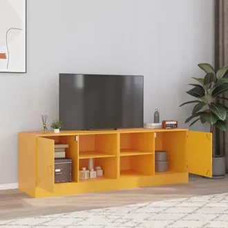 vidaXL Vidaxl - Muebles Para Tv 2 Unidades Acero Amarillo Mostaza 67x39x44 Cm