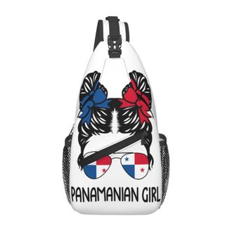 Generic Panamanian Women Messy Hair Sunglasses Panama Pride Sling Bag Lightweight Crossbody Bag Anti Theft Crossbody Bags For Outdoors Casual Camping