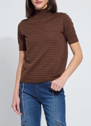 Lyss&eacute; Lottie Smocked Mock Short Sleeve Sweater