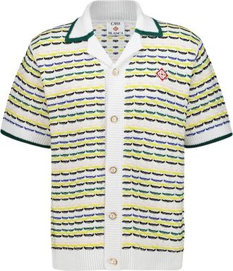 Casablanca Tuck Stitch Shirt - Heren - Korte mouwen Overhemden - Groen - XL - Katoen - Overhemden