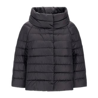 Herno Sofia Mini Cape - Dames - Jassen - Zwart - Maat: 2XS Satijn