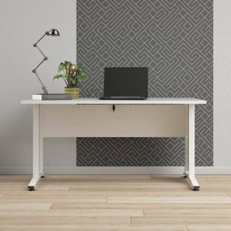 Dmora Scrivania Ascorbato, Scrittoio multiuso, Tavolo per ufficio porta pc, Piano di lavoro, 150x80 h75 cm, Bianco - Dmora