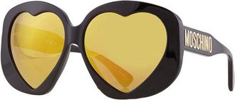 Moschino Sunglasses Geometric Full Rim, Black Frame And Yellow Lens Mos152/s0807Cu