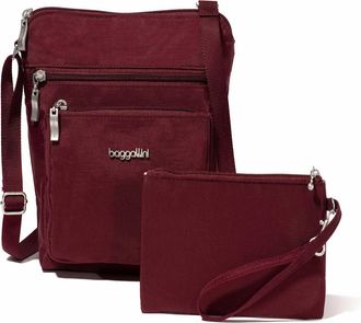 Baggallini Womens Pocket Crossbody Bag with RFID Wristlet