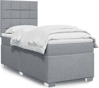 vidaXL Cama Box Spring Con Colch&oacute;n Tela Gris Claro 90x190 Cm Vidaxl