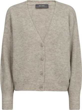 Mos Mosh Zachte Gebreide V-Hals Vest Grijs - Dames - Vesten - Grijs - M - Wol - Truien & Vesten