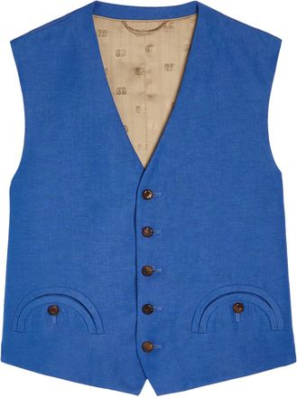 Blaz&eacute; Milano Feral Silk and Linen-blend Vest - Blue - 3 (UK12 / M)