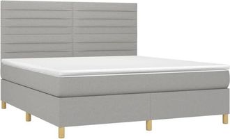 vidaXL Vidaxl - Cama Box Spring Colch&oacute;n Y Luces Led Tela Gris Claro 180x200 Cm