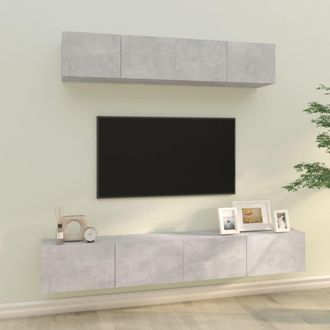 Berkfield Home 4 Piece TV Cabinet Set Concrete Grey Engineered Wood
