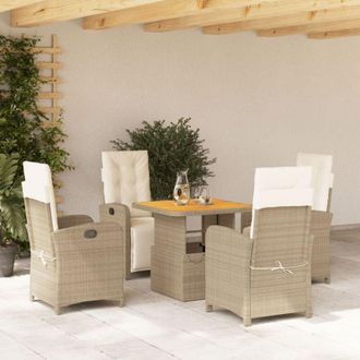 vidaXL Set Comedor De Jard&iacute;n 5 Pzas Con Cojines Rat&aacute;n Sint&eacute;tico Beige Vidaxl