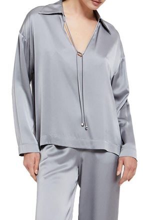 ottod'Ame Viscose Blouse With Tie in Grey at Nordstrom, Size 46 It
