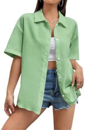Yuccalley Women's Color Block V-Neck Short Sleeve Top - Stretchy Casual Summer Tee In Multiple Color Combos