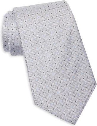 Duchamp Neat Geometric Silk Tie in Silver at Nordstrom Rack