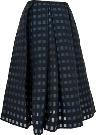 Erdem Erdem 2015 Ina Fil-Coup&eacute; Flared Skirt in Navy Blue Acrylic