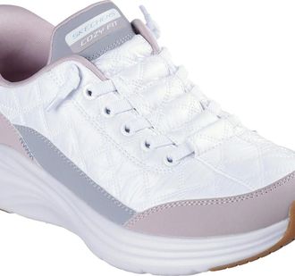 Skechers Womens Skechers Contour Foam Cozy Fit Textile Womens White/Lavender Trainers - Size: 4