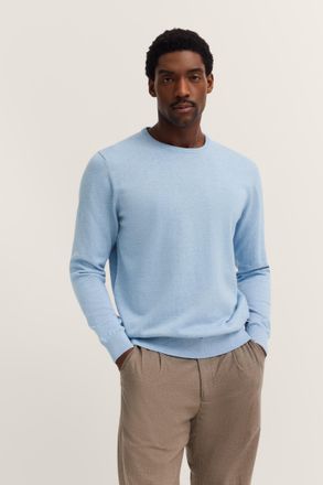 Bugatti Rundhalspullover BUGATTI Basic Essential, Herren, Gr. XXL, blau (hellblau), Sweatware, 100% Baumwolle, regular fit, Rundhals, Rippb&uuml;ndchen, Pullover R