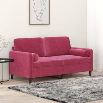 vidaXL Vidaxl - Divano a 2 Posti con Cuscini Rosso Vino 140 cm in Velluto