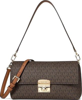 Michael Kors Addie Medium Convertible Pouchette Crossbody Cross Body Womens Handbags Brown/Acorn, Synthetic