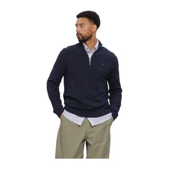 Tommy Jeans Truien & Vesten, Heren, Blauw, S, Heren Truien & Vesten Tjm Slm Ess Light &frac14; Zip Swtr Ext