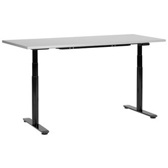Beliani Beliani - Escritorio De Altura Regulable El&eacute;ctrico Dise&ntilde;o Moderno Patas Redondas 160 X 72 Cm Tablero Gris Soporte De Acero Negro Destinas