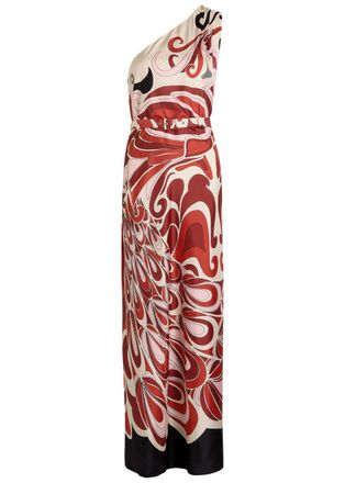 La DoubleJ LA Double J Roy One-shoulder Printed Silk-twill Midi Dress - Multicoloured - XL (UK16 / XL)