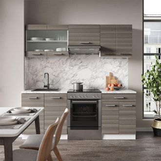 Vicco Mueble De Cocina R-line, Precioso Gris/blanco, 200 Cm, Et M&aacute;rmol