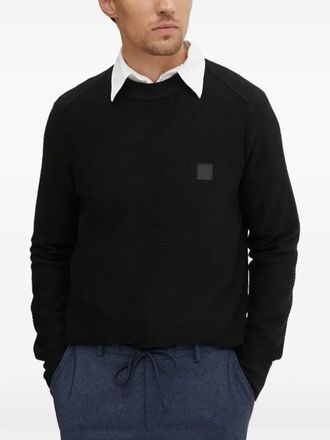 BOSS textured patch sweater - men - Fabric - S - Black