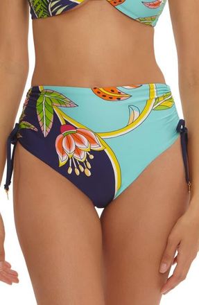 Trina Turk Flamingo High Waist Bikini Bottoms in Blue Mutli at Nordstrom, Size 14