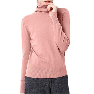 Generic Womens Jumpers Round Neck Knitted Sweaters Half High Collar Knitwear Bottoming Shirt Women Autumn Winter Pullover Solid Color Casual Loose Ladies Long