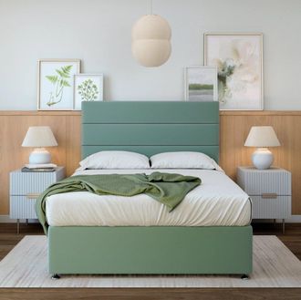 Bedmaster Super Ortho Orthopaedic Plush Velvet 4 Drawer Divan Set in Duck Egg Blue | Size: Super King