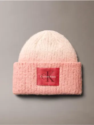 Calvin Klein Womens Monologo Ombre Rib Beanie - Pink - OS