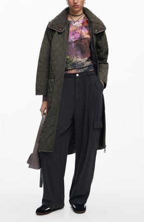Desigual Odense Reversible Quilted Jacket in Green at Nordstrom, Size Medium
