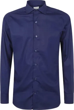 Tintoria Mattei Overhemden, Heren, Blauw, L, Casual Shirts