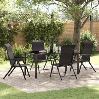 vidaXL Conjunto De Comedor De Jard&iacute;n 5 Pcs Negro Polirat&aacute;n Vidaxl