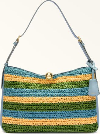 Furla Sfera Soft Borsa A Spalla L Toni Carta Da Zucchero Multicolore Tessuto Intreccio A Righe + Pelle Di Vitello Sidney Donna