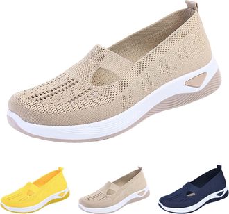 Generic Womens Comfort Walking Shoes, Woven Lightweight Breathable Orthopedic Sneakers with Soft Sole, Arch Support and Stretch Fit
