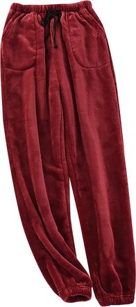 Generic 2025 Trousers Womens Pajama Pants Winter Flannel Wide Mouth Trousers Loose Large Size Warm Thick Coral Fleece Home Pajamas (L)